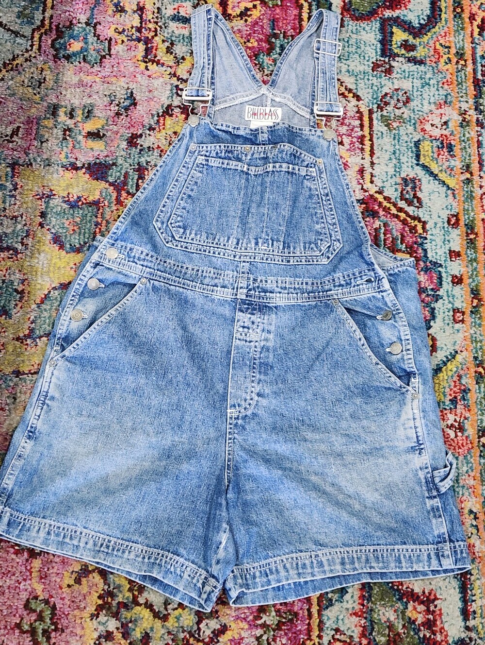 VINTAGE BILL BLASS | Light Wash Denim Short Overalls | 90's - Y2K | Medium